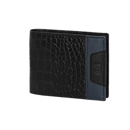Πορτοφόλι δερμάτινο Visetti χρώμα μαύρο&μπλε