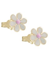 Χρυσό Παιδικό Σκουλαρίκι Κ9 λουλούδι με σμάλτο