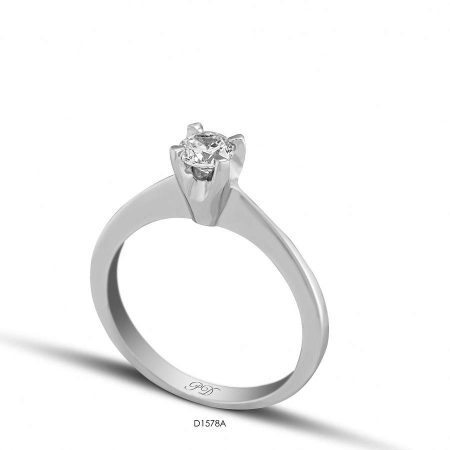 Μονόπετρο Δαχτυλίδι Λευκόχρυσο Κ18 με Διαμάντι (DK00578 D)