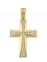 Σταυρός Βάπτισης Σε Κίτρινο Χρυσό Κ14 Με Ζιργκόν Για Κορίτσι