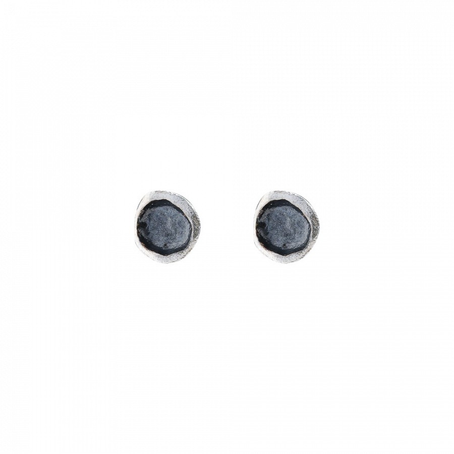 Ασημένιο Σκουλαρίκι 925 επιπλατινωμένο με μαύρη επιροδίωση