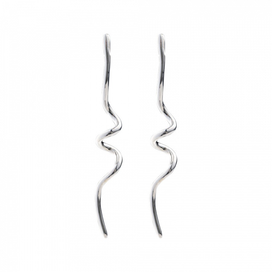 Ασημένιο Σκουλαρίκι 925 επιπλατινωμένο λουστρέ τιρμπουσόν-βίδα