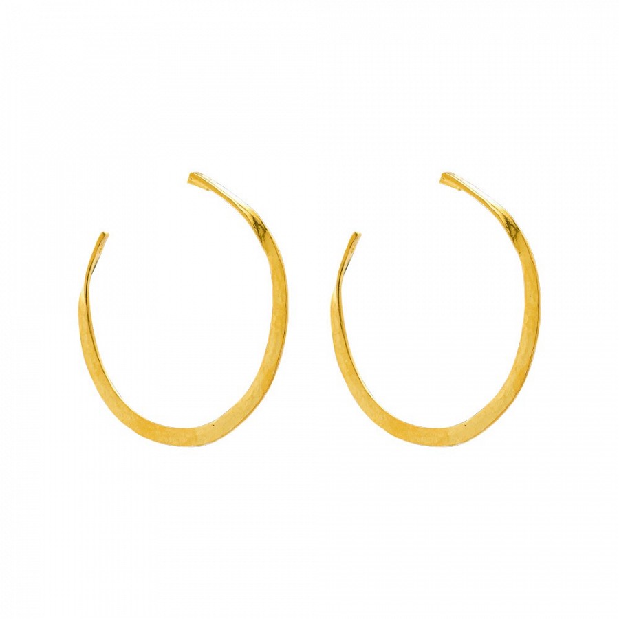 Ασημένιο Σκουλαρίκι 925 επιχρυσωμένο σφυρήλατο κρίκος