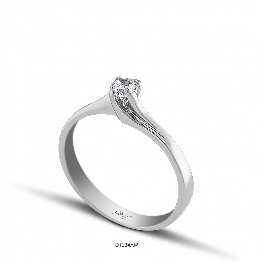 Μονόπετρο Δαχτυλίδι Λευκόχρυσο Κ18 με Διαμάντι (D1234AM)