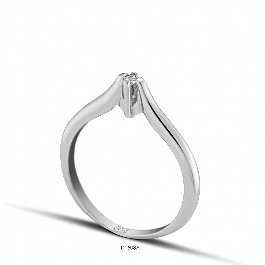 Μονόπετρο Δαχτυλίδι Λευκόχρυσο Κ18 με Διαμάντι (D1508A)