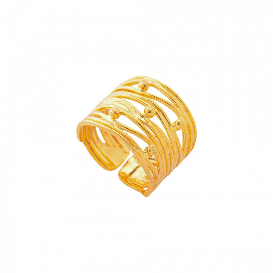 Ασημένιο Δαχτυλίδι 925 επιχρυσωμένο λουστρέ με μπίλιες