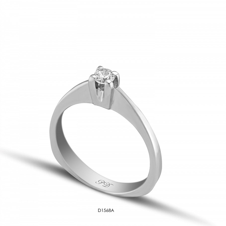 Μονόπετρο Δαχτυλίδι Λευκόχρυσο Κ18 με Διαμάντι(D1568A)