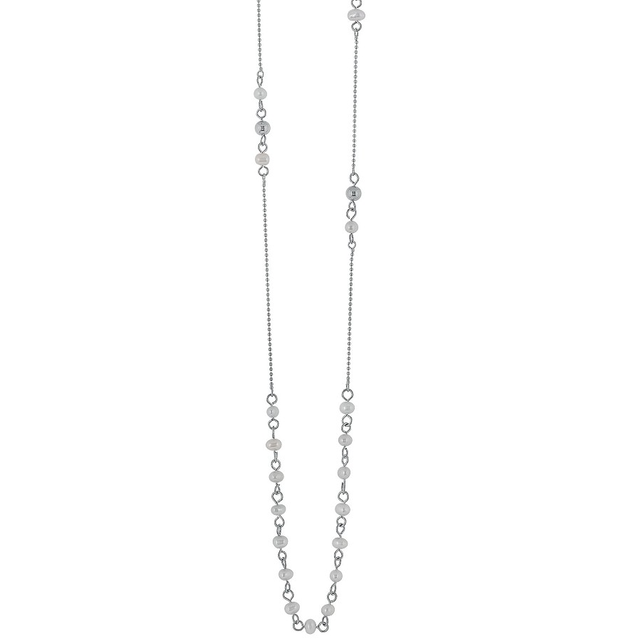 Ασημένιο Κολιέ 925 επιπλατινωμένο με πέρλες (8A-KD227-1)