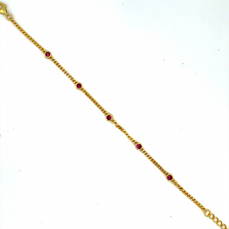 Ασημένιο βραχιόλι 925 επιχρυσωμένο με κόκκινες πέτρες