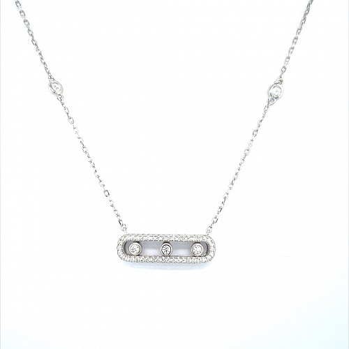 Ασημένιο Κολιέ 925 πετρες με κίνηση