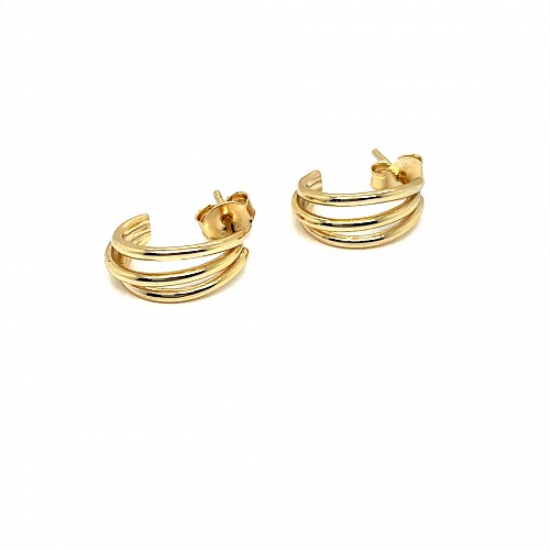 Ασημένιο Σκουλαρίκι 925 επιχρυσωμένο τριπλος κρικος