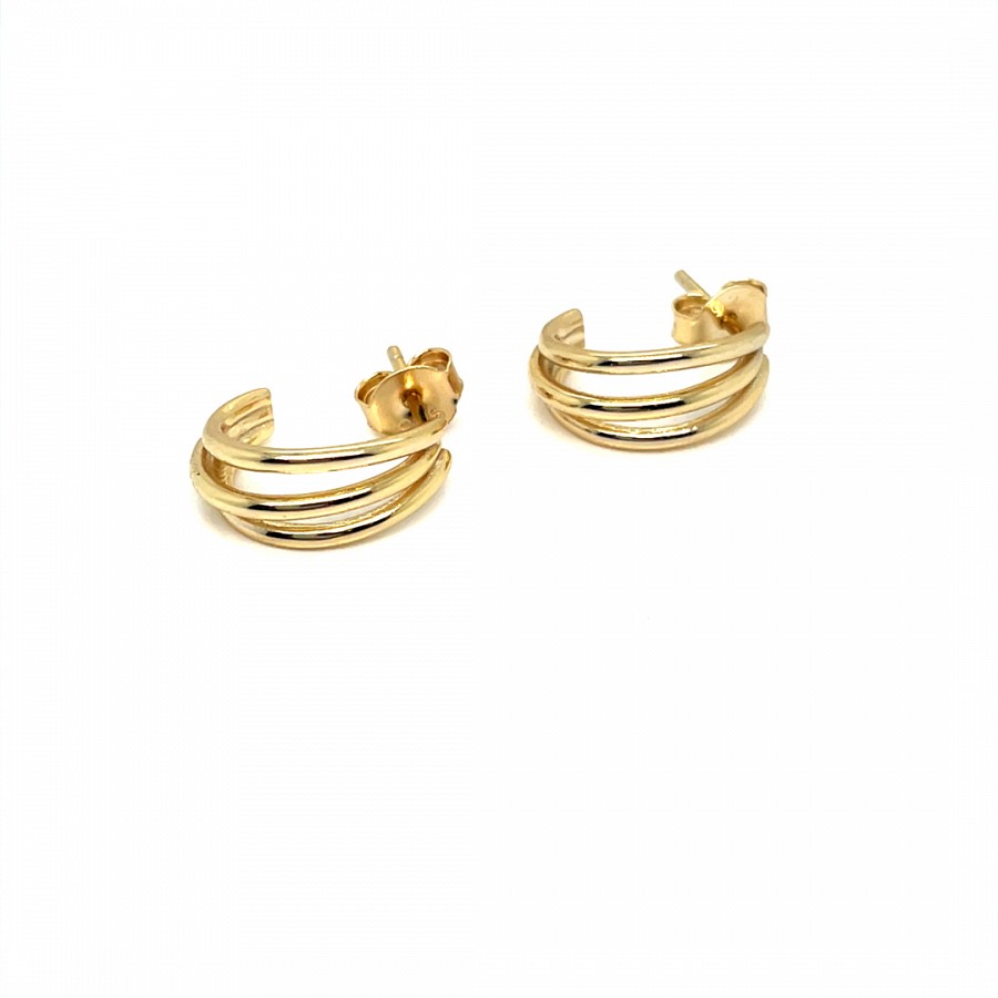 Ασημένιο Σκουλαρίκι 925 επιχρυσωμένο τριπλος κρικος