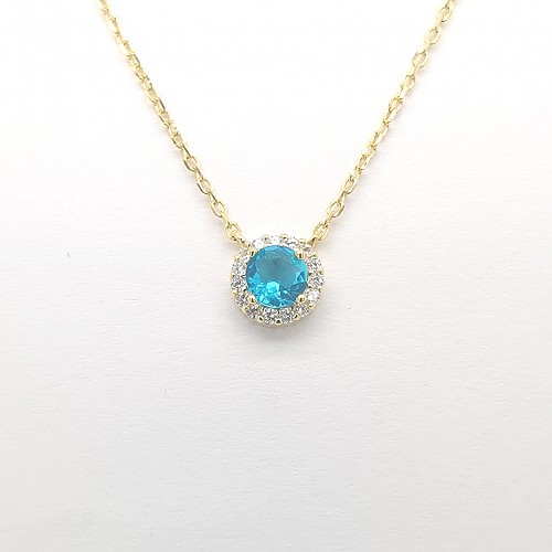 Ασημένιο Κολιέ 925 επιχρυσωμένο ροζετα